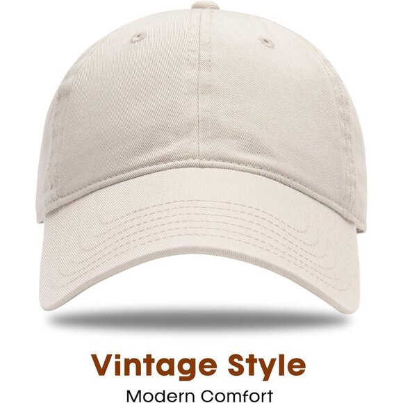 Women\'s Beige Vintage Washed Unstructured Baseball Cotton Adjustable Cap main image 4